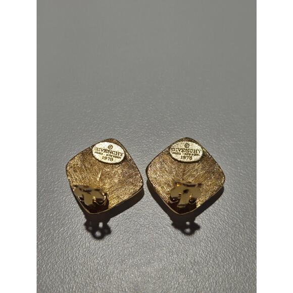Vintage Givenchy 1978 Signed Gold Silver Tone Clip-On Earrings - Picture 6 of 6
